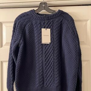 En Saison Deep Blue Cable Knit Sweater